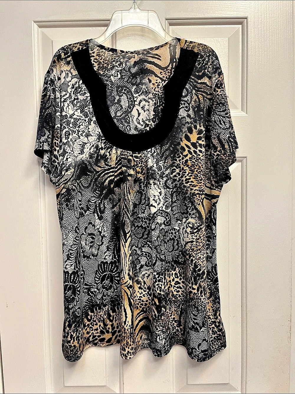 Animal Print Tunic in Black & Tan 1X